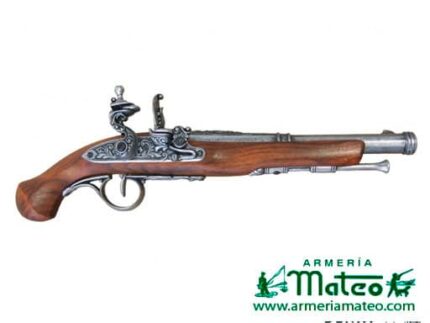 PISTOLA DE CHISPA SIGLO XVIII. PLATA VIEJA